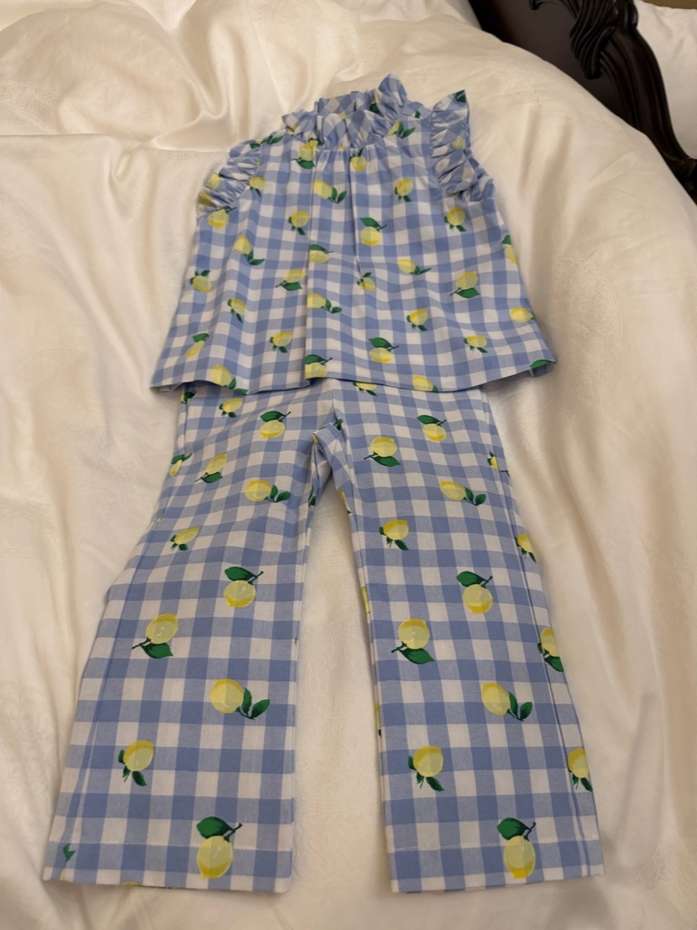 Janie and Jack Blue Check Lemon Set